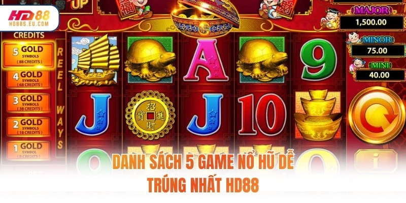 Danh sách 5 game nổ hũ dễ trúng nhất HD88